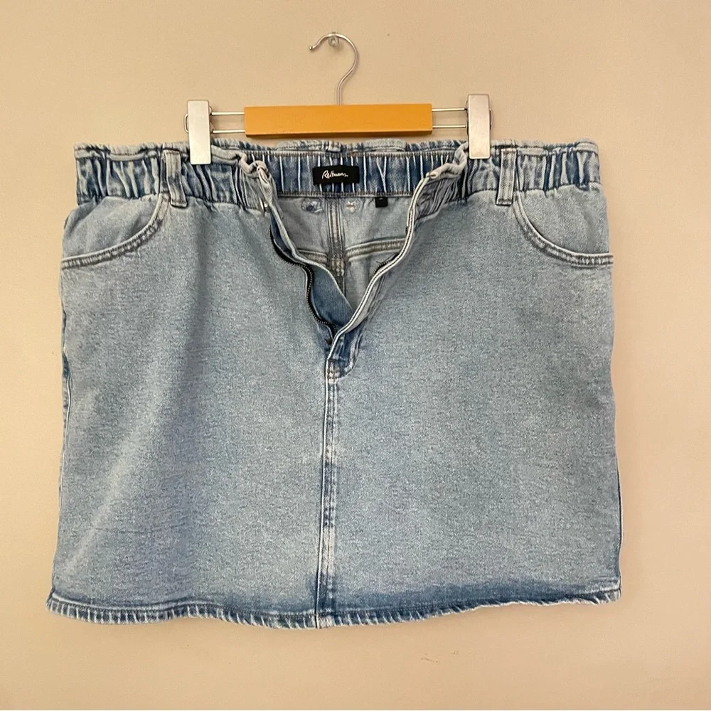 Reitmans Light Blue Denim Mini Skirt Elastic Waist – Size 18/20 Like New - Picture 3 of 16